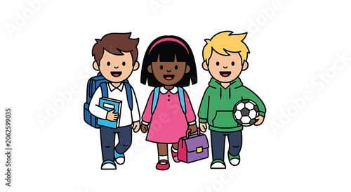 Three children standing together smiling 1.