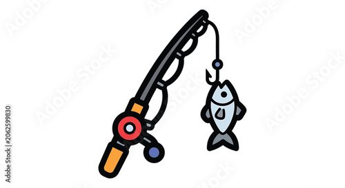 Toy fishing rod with fish hook.