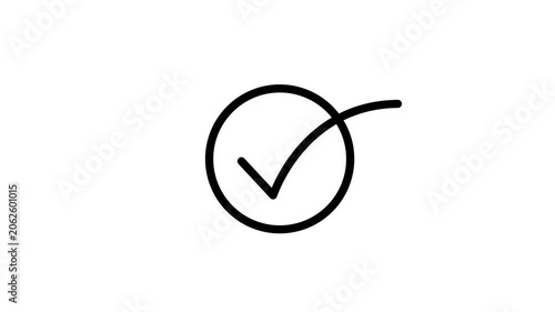 Checkmark animation progressing from partial to complete circle on white