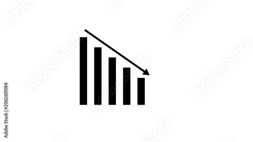 Bar graph decreasing over time showing downward trend on white background