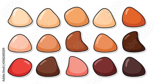 Variety of colorful stone shapes.
