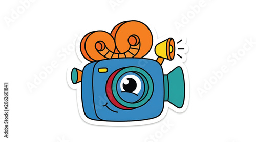 Vintage film camera with flash.