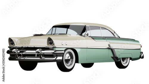 Photos Vintage two-tone cream and mint green coupe car