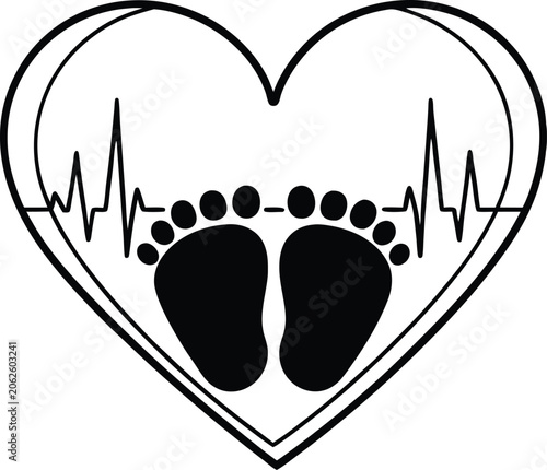 Electrocardiogram Heart With Baby Footprint Symbol