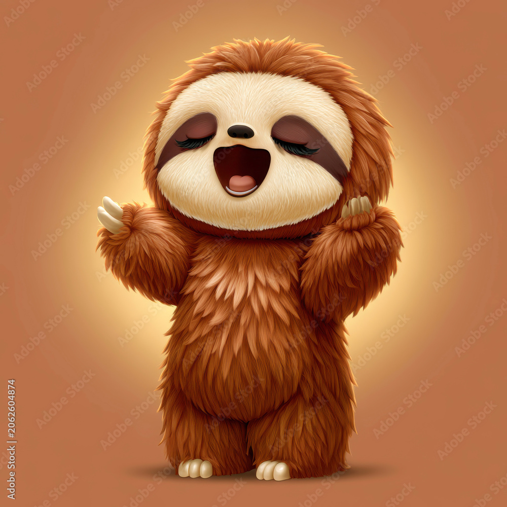 Fototapeta premium Cute sloth cartoon character illustration
