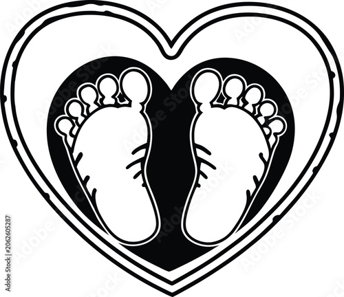 Maternity Heart Logo With Baby Feet Symbol