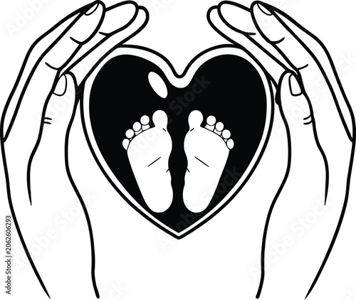 Minimal Pregnancy Care Heart And Infant Icon