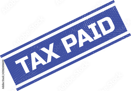 Obraz na plátne Official blue tax paid rubber stamp indicating successful financial transaction