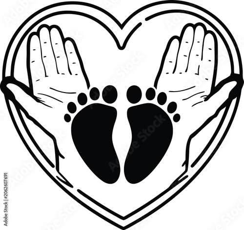Newborn Care Heart And Baby Footprint Icon