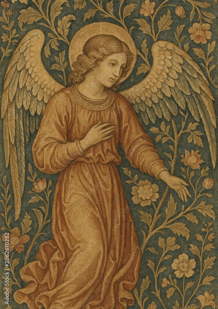 Naklejka premium Elegant angelic figure wallpaper