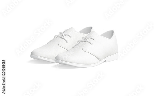 Blank white casual shoes mockup png, transparent background, 3d rendering. Empty formal footgear for classic male outfit mock up cut out. Clear season moccasin or loafers with bootlace template.