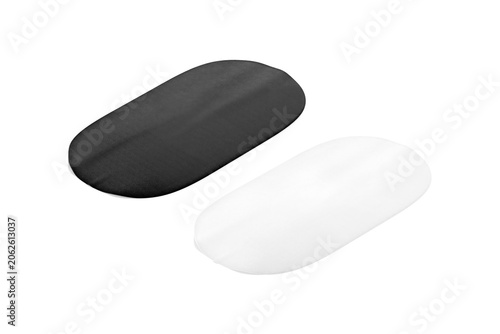 Fotografie Blank black amd white oval interior carpet mockup png, transparent background, 3d rendering