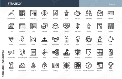 Strategy Planning Business Goals Management Icon Set