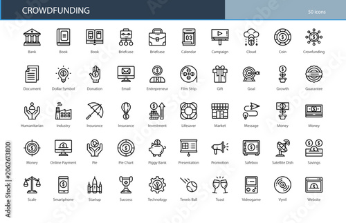Crowdfunding Fundraising Investment Community Icon Set