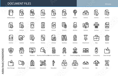 Document Files Office Paper Data Management Icon Set