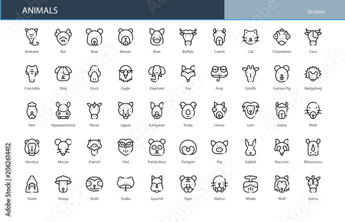 Animals Wildlife Nature Pet Creature Icon Set