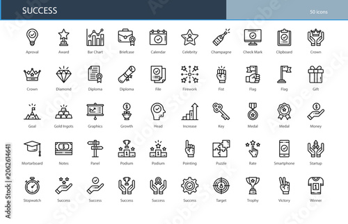 Success Achievement Goal Winner Progress Icon Set