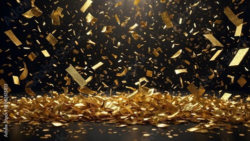 Premium Gold Confetti Explosion Celebration Background