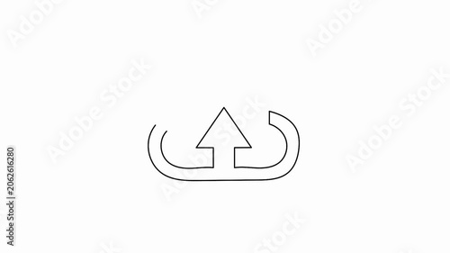 Upload arrow animation showing a minimalist one line concept for digital sending and data export