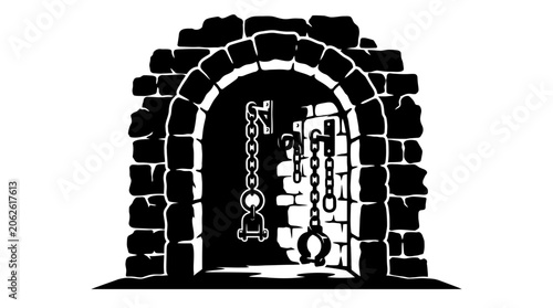 Old stone archway with iron lock.