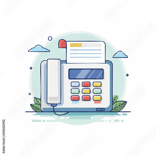 Flat design 3D render of a computer with files