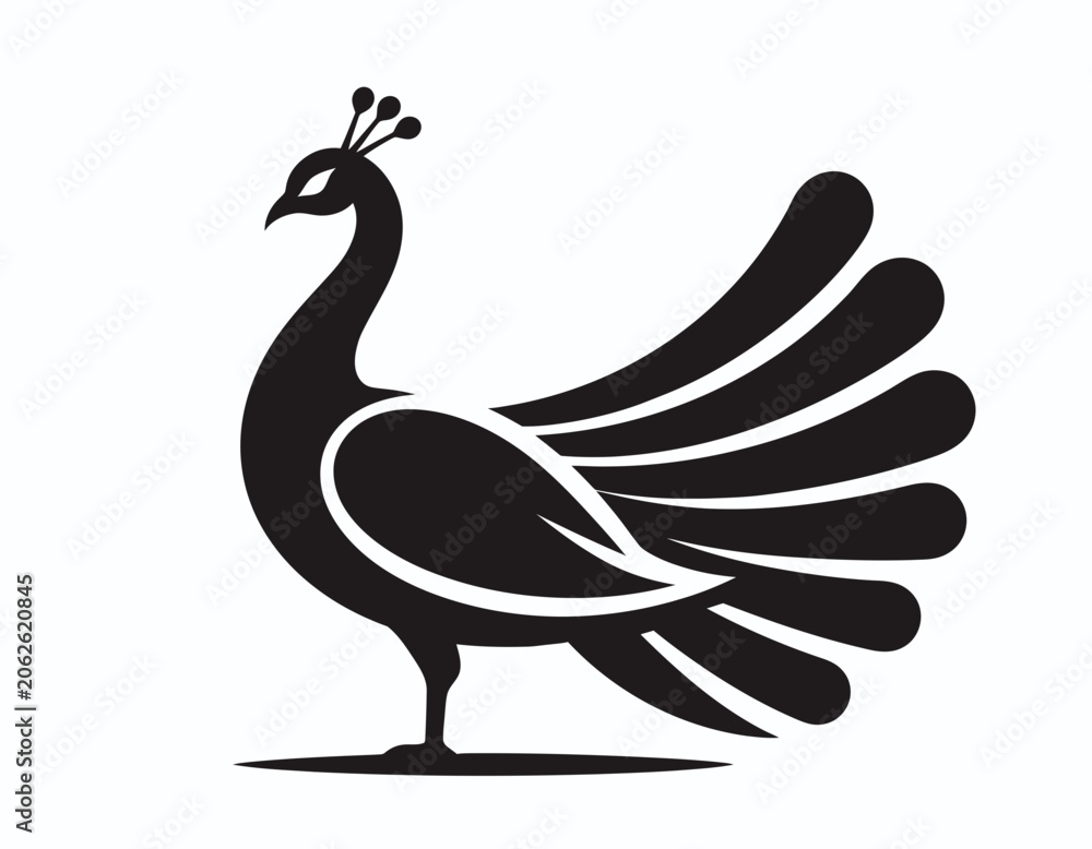Fototapeta premium Minimalist vector logo of a peacock
