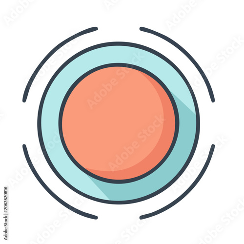 Flat design target icon with red center and teal ring