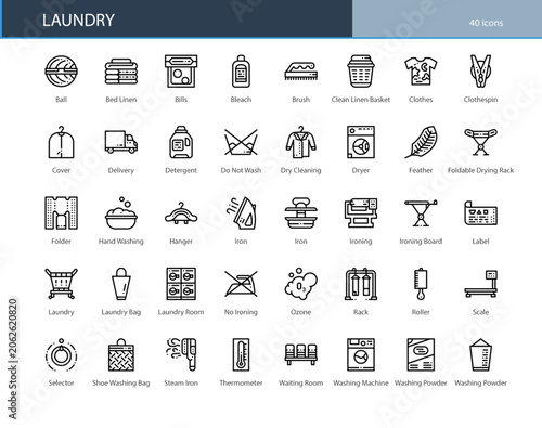 Laundry Washing Clothes Clean Home Icon Set
