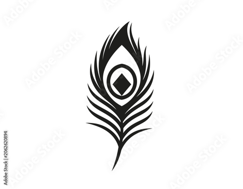 Minimal icon-style peacock feather