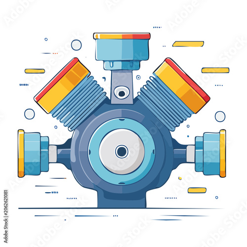 Industrial fan with gears and pulleys vector