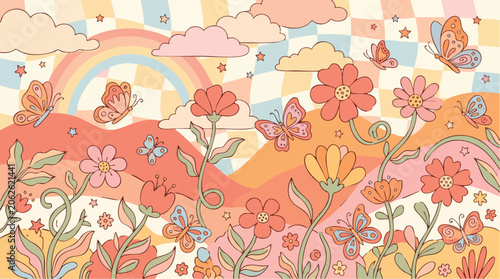 Retro groovy 1970s style vector illustration