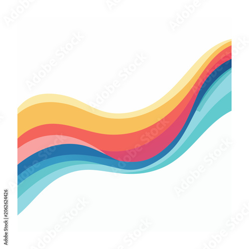 Curved multicolor ribbon vector graphic