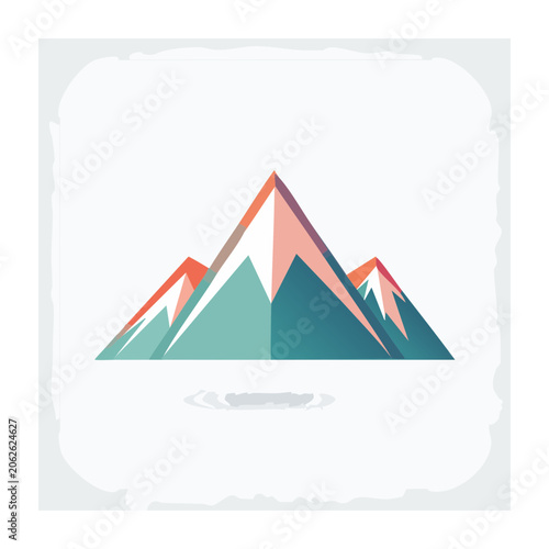 Flat design mountain range with snow peaks