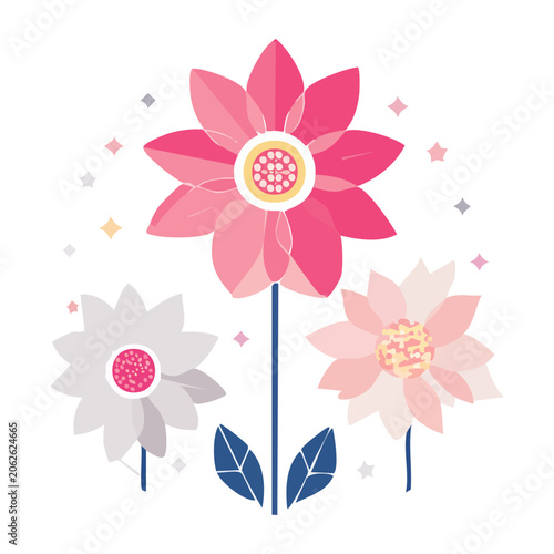 Flat design pink flower mandala vector