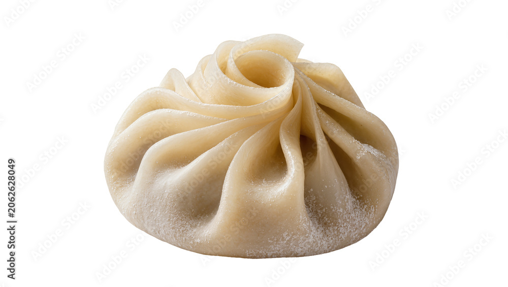 Fotografia Steaming hot khinkali dumpling with delicate pleats