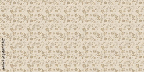 Brown Floral Pattern on Beige Background