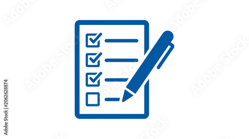 Checklist form with blue pen.