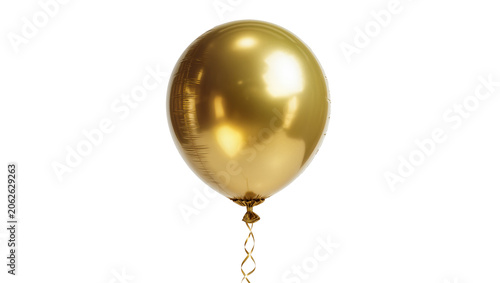 фотографія Shiny golden balloon with ribbon