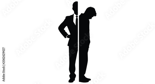Fotografie A split silhouette depicting duality of confidence and insecurity