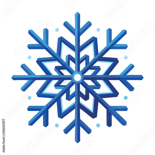 Stylized 3D blue snowflake illustration for winter season.