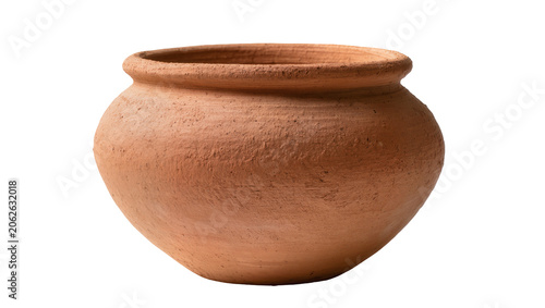 Tableau sur toile Terracotta pot with wide opening and rounded body