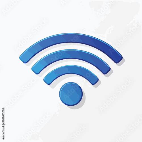 Glossy Blue Wi-Fi Symbol Icon Illustration.