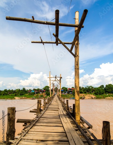 Wooden bridge over river