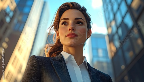 Confident Businesswoman in Cityscape Portrait.