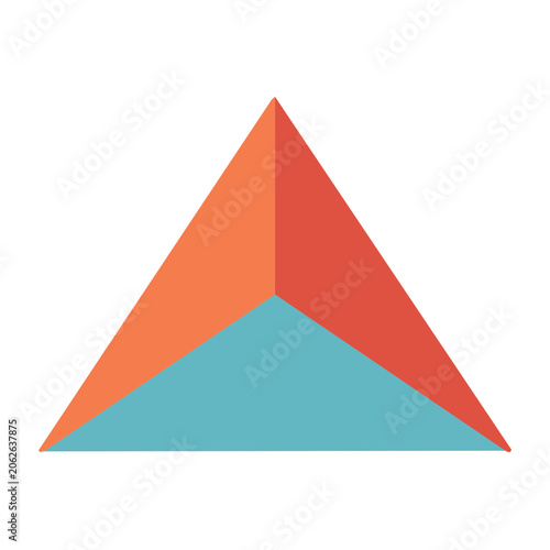 Flat geometric triangle in orange cyan and red