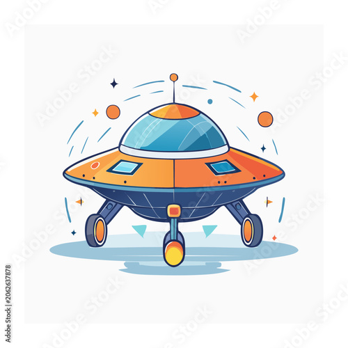 Flying car illustration in flat design style