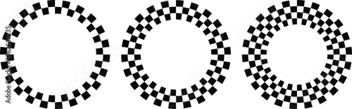 Tableau sur toile round frames with black and white checkered