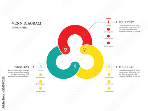 Flat business presentation vector slide template with diagram chart, venn diagram, business sucess formula