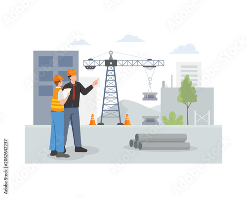 Engineers Discussing at Construction Site