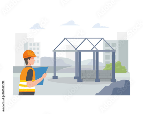 Architect Looking at Steel Framework